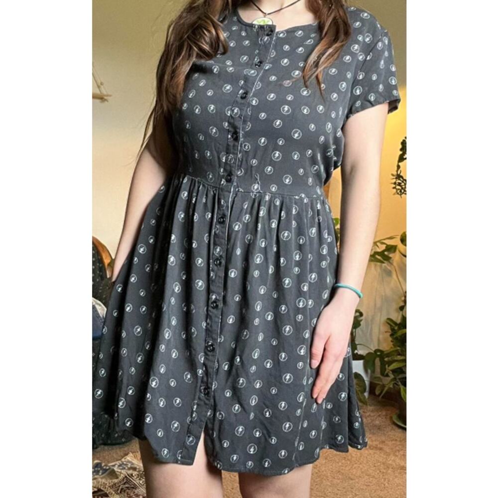 Junk Food Button Front Dress AC/DC Print Size XXL
